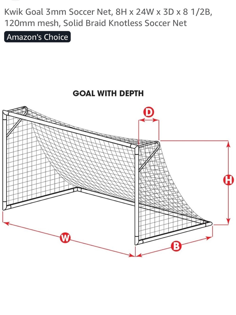 NEW Kwik Goal Soccer Net 8H x 24W x 3D x 8 1/2B in Orange
